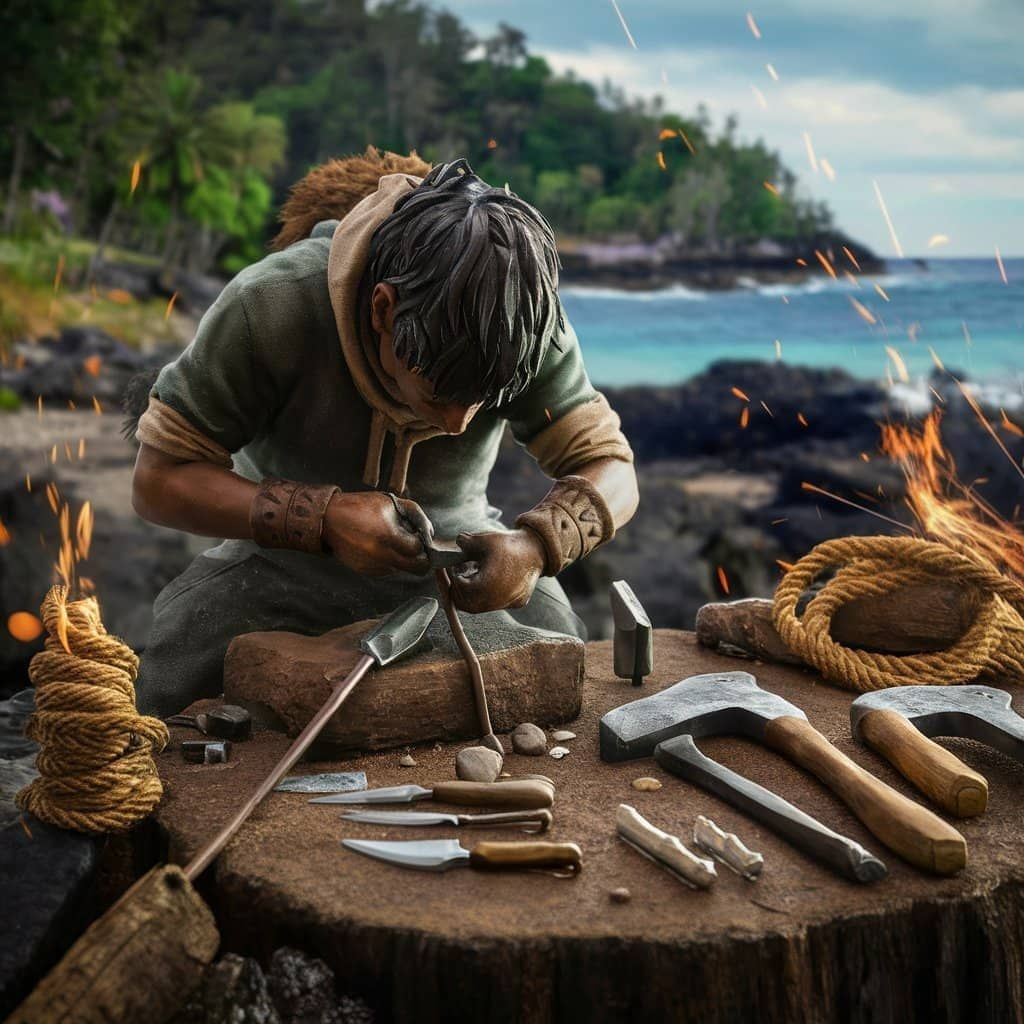 ساخت ابزار و تجهیزات لازم برای بقا در جزیره